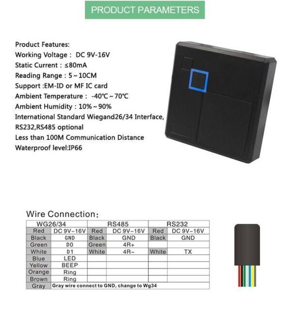 1651730248527520.jpg OUTLET: Vízálló Wiegand segédolvasó - Mifare 13.56MHz