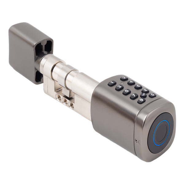Intelligens cilinder zár - 70 mm ajtóhoz - AIRBNB - fekete - ujjnyomat/RFID/PIN azonosítás - 13,56 MHz MIFARE - BLE - TUYA - IP65