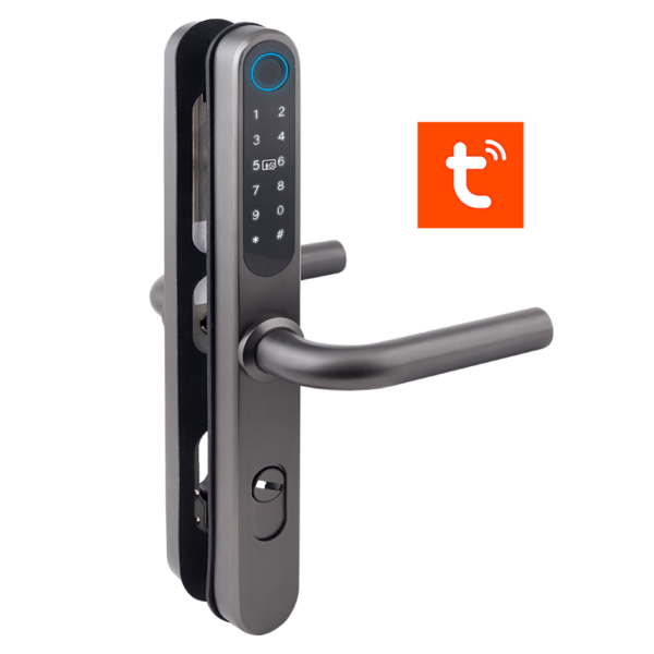 Intelligens AIRBNB zár - fekete - ujjnyomat/RFID/PIN azonosítás - 13,56 MHz MIFARE - BLE - TUYA - IP65
