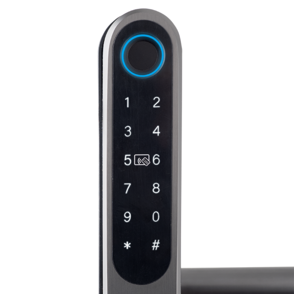 Intelligens AIRBNB zár - fekete - ujjnyomat/RFID/PIN azonosítás - 13,56 MHz MIFARE - BLE - TUYA - IP65