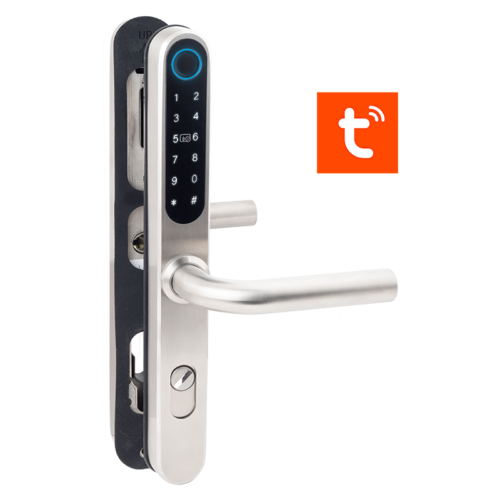 Intelligens AIRBNB zár - INOX - ujjnyomat/RFID/PIN azonosítás - 13,56 MHz MIFARE - BLE - TUYA - IP65