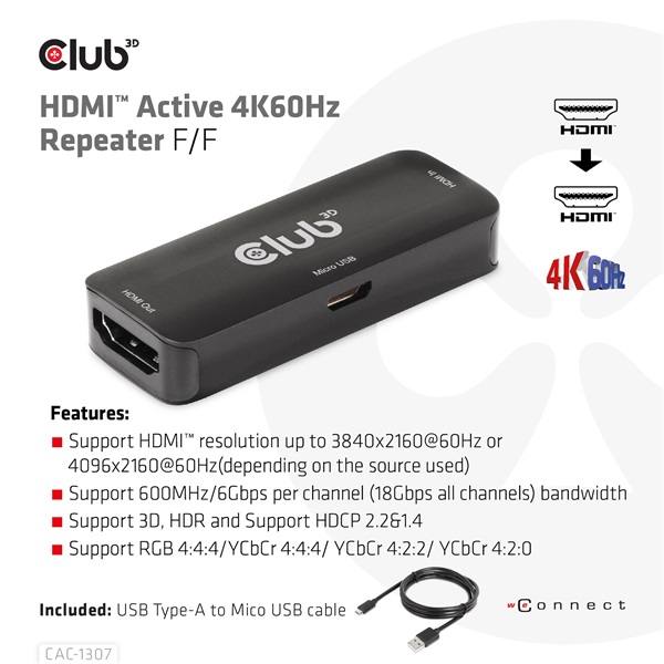 Club_3D_Atalakito_-_CAC-1307_HDMI_aktiv_ismetlo_4K60Hz_Micro_USB_tapellatas_18Gbps_3D_HDR_HDCP_2214-i467133.jpg Club 3D Átalakító - CAC-1307 (HDMI aktív ismétlő 4K60Hz, Micro USB tápellátás, 18Gbps, 3D, HDR, HDCP 2.2&1.4)