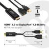 Club 3D Átalakító - CAC-1331 (HDMI 2.0 to DisplayPort 1.2 4K60Hz HDR M/F, USB-A táp, 25cm)
