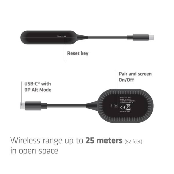 Club 3D Átalakító - CSV-2570 (USB-C to HDMI vezeték nélkül, 25m hatótáv, FHD 60Hz, Alt Mode, HDCP 1.4 & 2.2)