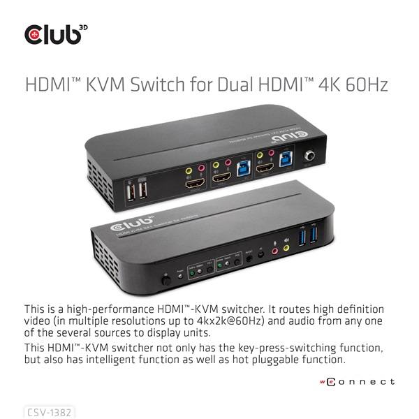 Club_3D_KVM_Switch_-_CSV-1382_Dual_HDMI_4K60Hz_USB_PC_KVM_funkcio_HDR_3D_tamogatas-i464393.jpg Club 3D KVM Switch - CSV-1382 (Dual HDMI, 4K60Hz, USB, PC KVM funkció, HDR, 3D támogatás)