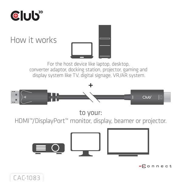 Club_3D_Kabel_-_CAC-1083_DP14_to_HDMI20b_aktiv_adapter_4K60Hz_HDR_2m-i467978.jpg Club 3D Kábel - CAC-1083 (DisplayPort 1.4 to HDMI 2.0, aktív adapter, 4K60Hz, HDR, 2m)