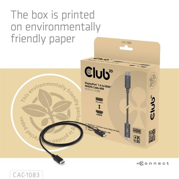Club_3D_Kabel_-_CAC-1083_DP14_to_HDMI20b_aktiv_adapter_4K60Hz_HDR_2m-i467998.jpg Club 3D Kábel - CAC-1083 (DisplayPort 1.4 to HDMI 2.0, aktív adapter, 4K60Hz, HDR, 2m)