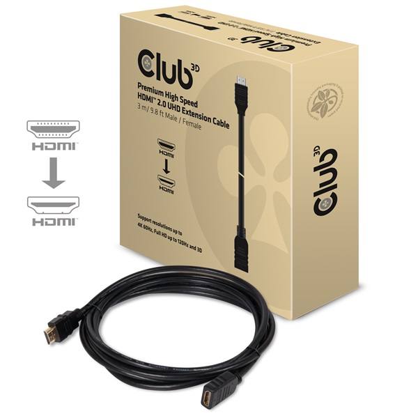 Club 3D Kábel - CAC-1321 (HDMI 2.0  M/F, 5m, 4K@30Hz, 10.2Gbps, Ethernet)