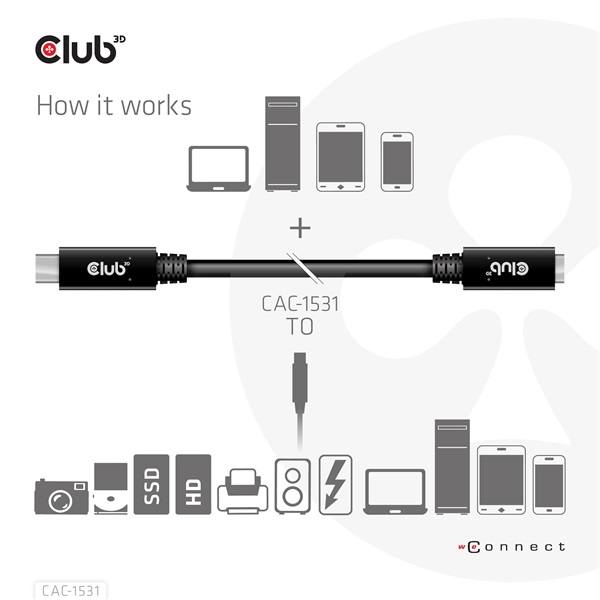 Club_3D_Kabel_-_CAC-1531_USB-C_Gen_1_to_USB-C_5Gbps_60W_4K60Hz_1m-i455211.jpg Club 3D Kábel - CAC-1531 (USB-C Gen 1 to USB-C, 5Gbps, 60W, 4K60Hz, M/F, 1m)