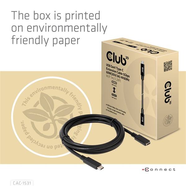 Club_3D_Kabel_-_CAC-1531_USB-C_Gen_1_to_USB-C_5Gbps_60W_4K60Hz_1m-i455236.jpg Club 3D Kábel - CAC-1531 (USB-C Gen 1 to USB-C, 5Gbps, 60W, 4K60Hz, M/F, 1m)