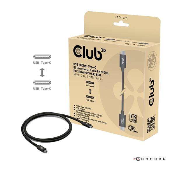 Club_3D_Kabel_-_CAC-1570_USB4-C_to_USB4-C_240W_PD_80Gbps_8K240Hz_4K540Hz_bidirectional_12m_feher-i455031.jpg Club 3D Kábel - CAC-1570 (USB4 USB-C, 240W PD, 80Gbps, 8K240Hz, 4K540Hz, Bidirectional, fekete, M/M, 1,2m)