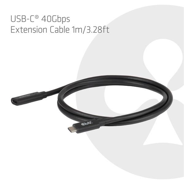 Club 3D Kábel - CAC-2502 (USB-C to USB-C, M/F, 40Gbps, 8K60Hz, 240W, DP 1.4 Alternate Mode, 1m)