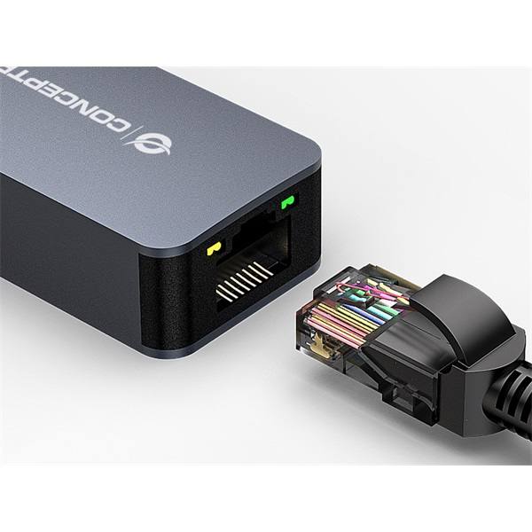 Conceptronic Kábel - ABBY12G (USB-A to RJ-45, 2,5 Gbit, szürke)