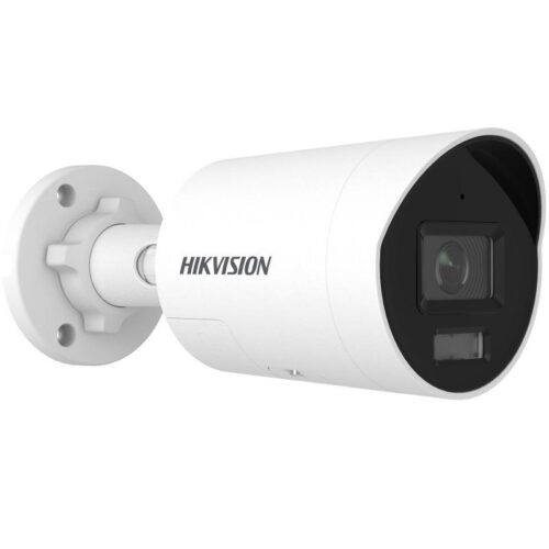 Hikvision IP, Csőkamera, 8MP, Fix obj.,2.8mm, IR-Fehér LED 40m, Kétirányú audió, Fény-hang alarm, Korrozióálló