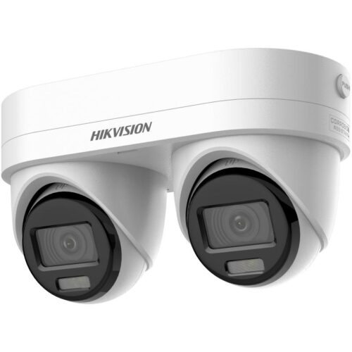DS-2CD2346G3D-IZ2UYSL1.jpg Hikvision IP, Dual turret kamera, 4MP, Mot.obj., 2.8-4mm. IR-Fehér LED 30m, SD,Fény-hang riaszt, Korrozióálló
