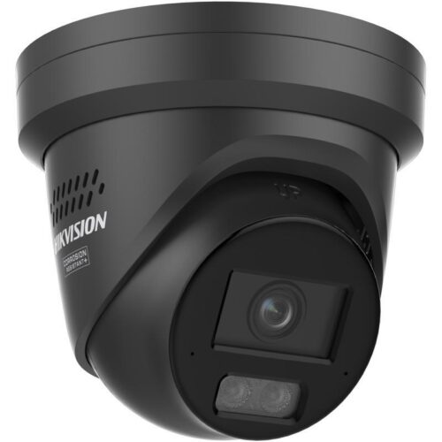 Hikvision IP, Turret kamera, 8MP, Fix obj.,2.8mm,IR-Fehér LED 30m, Kétirányú aud.,Fény-hang,Fekete,Korr.álló