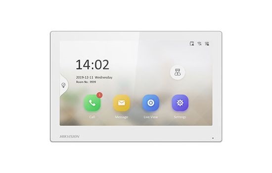 DS-KH6350-WTE1-WHITE.jpg Hikvision IP video-kaputelefon beltéri egység, 7 LCD kijelző, Wifi, fehér
