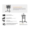 Equip TV állvány - 650633 (55"-100" álló, dönthető, állítható magasság, gurulós, motoros, Max.:120kg, fekete)