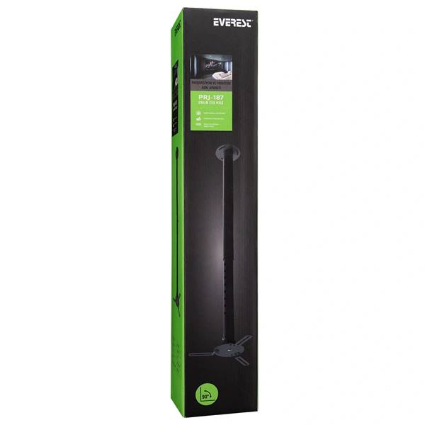 Everest Projektor Mennyezeti konzol - PRJ-187 (Dönthető. fekete, 63-102cm, 13kg teherbírás)