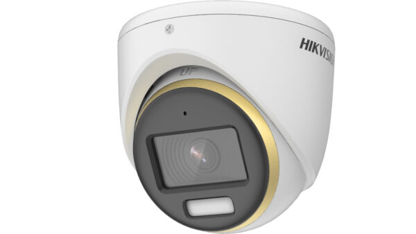 Hikvision Analóg HD, Turret kamera, 2 MP, Fix objektív, 2.8mm, ColorVu, fém, 4 in 1, mikrofon, 20m Fehér LED