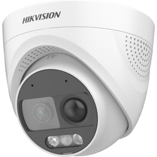 HIKVISION-DS-2CE72DF3T-PIRXOS.jpg Hikvision Analóg HD, Turret, 2 MP, Fix 2.8mm, ColorVu, PIR, mic, riasztás KI, fény és hang, 20m Fehér LED