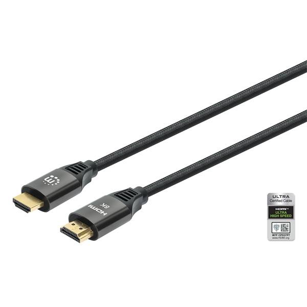 Manhattan Kábel - HDMI to HDMI (HDR, HEC, ARC, 8K@60Hz, 4K120Hz, HDR, 2m, 48Gbps Fekete)
