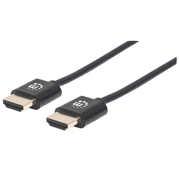 Manhattan Kábel - HDMI to HDMI szuper keskeny (Ethernet HEC, ARC, 3D, 4K@60Hz, fali kábel, Shielded,  3m, Fekete)
