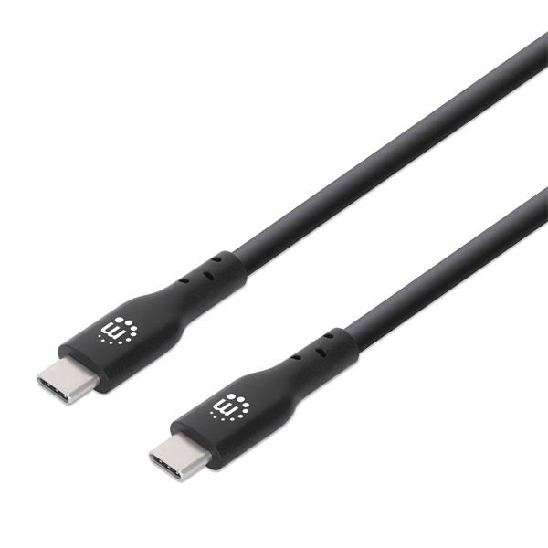 Manhattan Kábel - USB-C Male to USB-C Male kábel, 0.5m, 60W/3A, Fekete