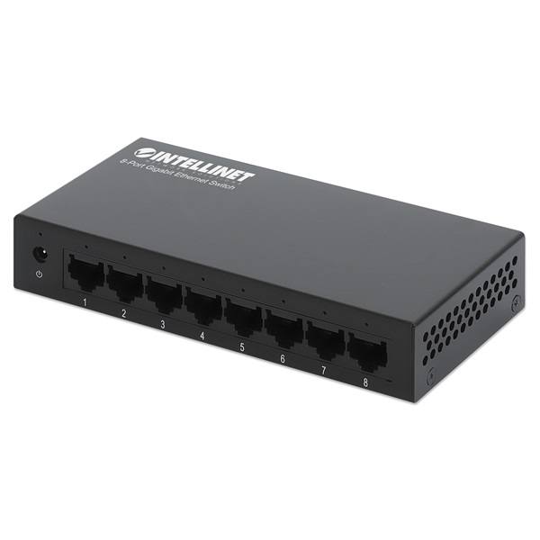 Manhattan Switch - 8 port, 1Gbps, fém ház, IEEE 802.3az, Fekete