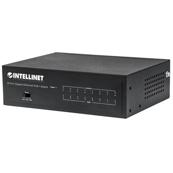 Manhattan Switch PoE - 8 port, 8db 1Gbps PoE+, rack, 802.3at/af, 60W