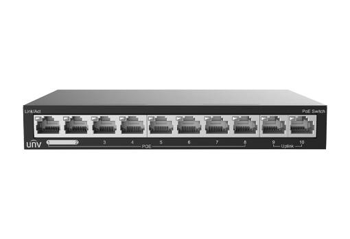 Uniview 10 portos (8+2) 10/100Mbps-es, PoE Switch, 15W/port