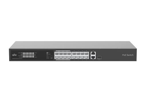 Uniview 16 portos, 2 Uplinkes (Combo port) PoE switch, 30W/port, max kapacitás 225W