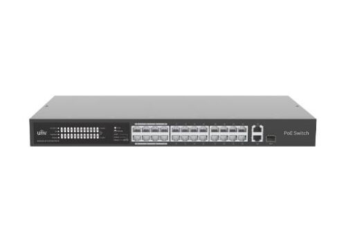 NSW2020-series.jpg Uniview 24 portos, 2 Uplinkes (Combo port) PoE switch, 30W/port, max kapacitás 370W