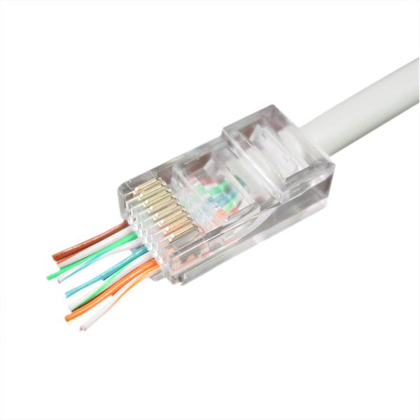 RJ45_Cat5e_atfuzheto_csatlakozo_UTP_kabelre_100dbcsomag-i404199.jpg RJ45 Cat5 átfűzhető csatlakozó UTP kábelre, 8P8C - 100db/csomag