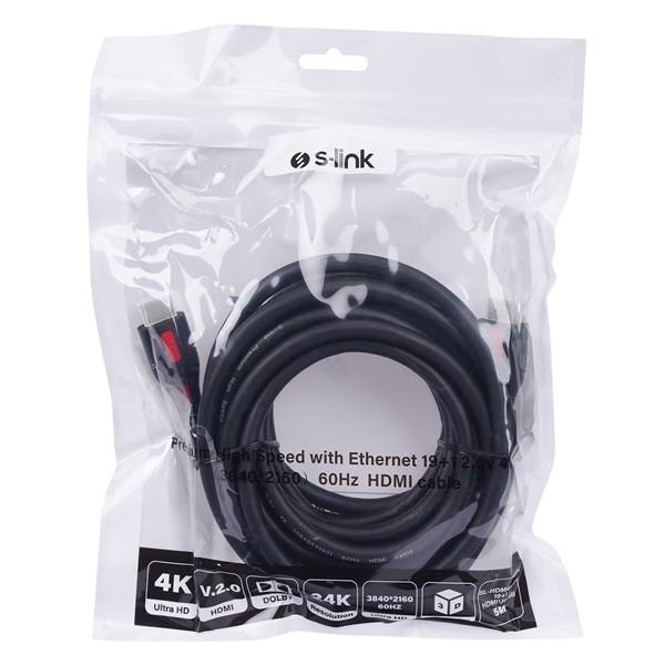 S-Link Kábel - SL-HDM4K105 (HDMI2.0 kábel, 4K/60Hz, apa/apa, 5m)