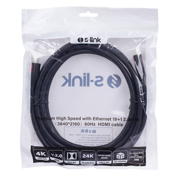 S-Link Kábel - SL-HDM4K13 (HDMI2.0 kábel, 4K/60Hz, apa/apa, 3m)