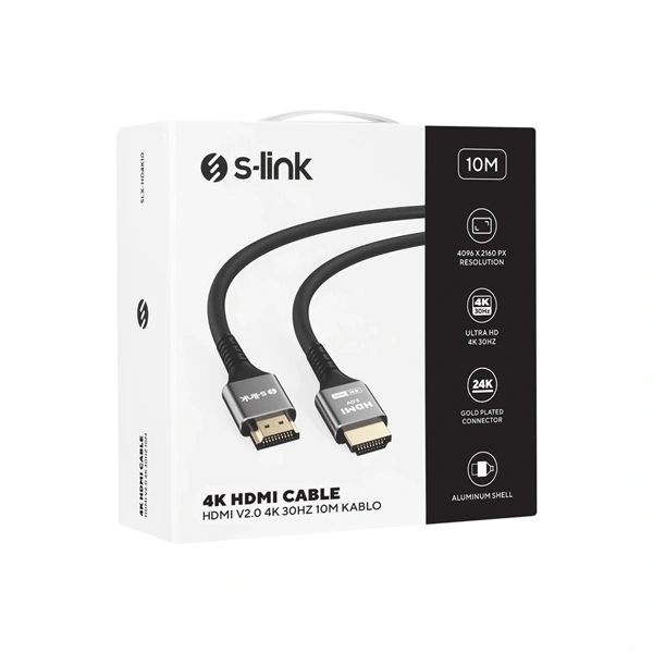 S-Link Kábel - SW-SGG038 (HDMI2.0 kábel, 4K/30Hz, apa/apa, 10m)
