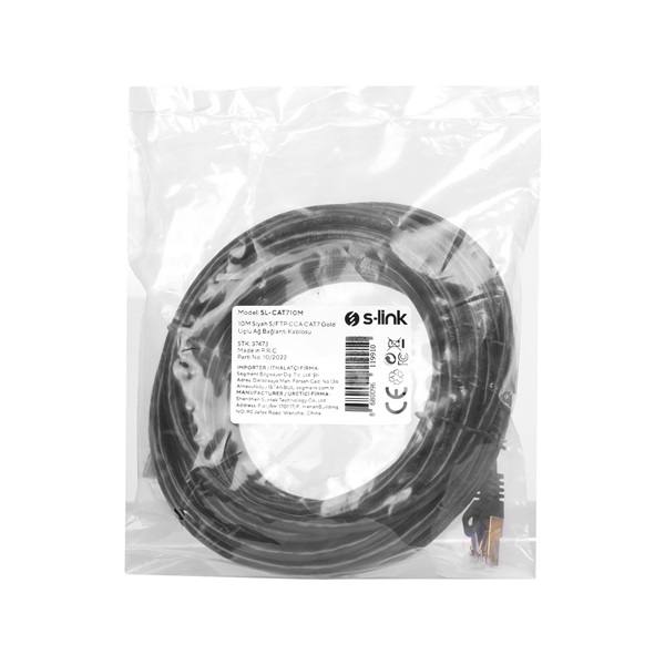 S-link Kábel - SL-CAT710M (S/FTP patch kábel, CAT7, aranyozott, fekete, 10m)