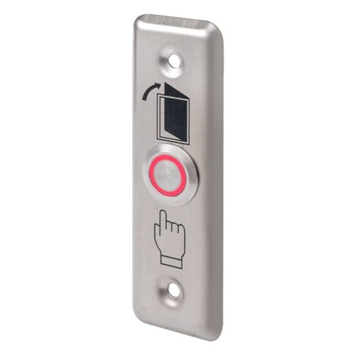 OUTLET: LED-es INOX nyomógomb pajzzsal NO keskeny - piros