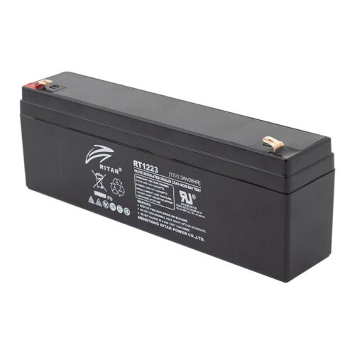 akku-12-2.3-ritar_isoleft.jpg 12V 2,3Ah kapacitású akkumulátor RITAR