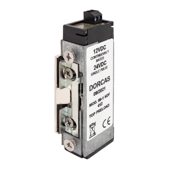 dorcas-99-1-ndf-412-top-pre_isoleft_800x800.png Alacsony, kikapcsolható, pajzs nélküli elektromos zárfogadó - nyelvkivezetővel - 12V DC