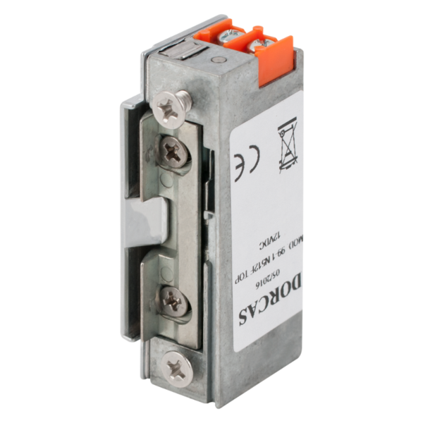 dorcas-99n512f-top_2-1.png Szimmetrikus, alacsony, pajzs nélküli elektromos zárfogadó - feszültségre zár - nyelvkivezetővel - 24V DC