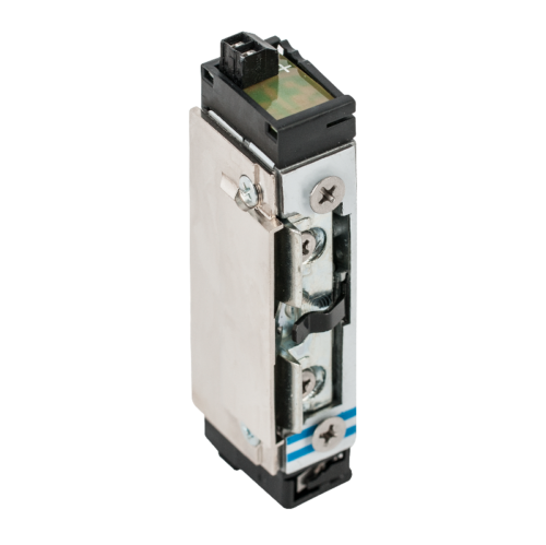 Alacsony, pajzs nélküli elektromos zárfogadó - visszajelzéssel - nyelvkivezetővel - 12V DC