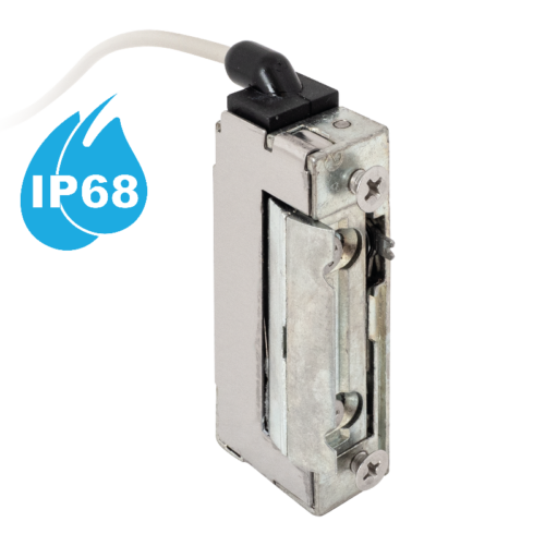 Vízálló (IP68)  szimmetrikus, keskeny, alacsony, pajzs nélküli elektromos zárfogadó 250mm vezetékkel - kiiktatható