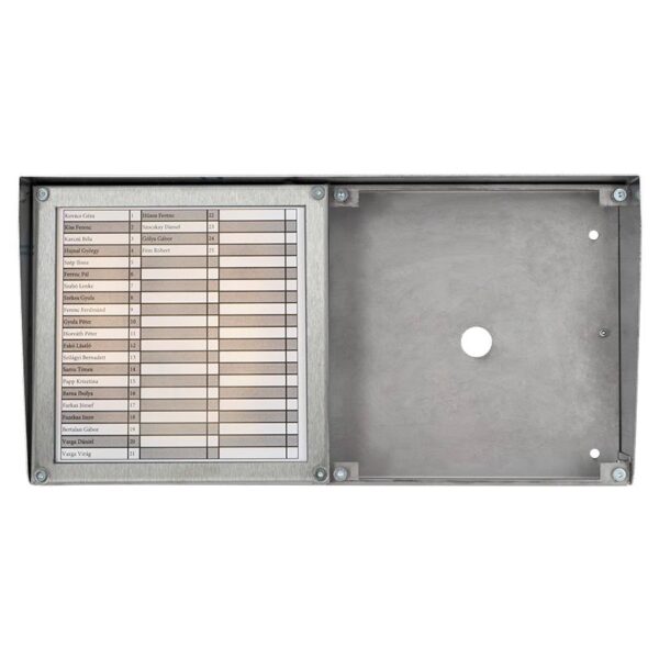 dprs50-hfk-inox_front_javitott_2.jpg DP kaputelefon esővédő, nagy, felületre szerelt, INOX