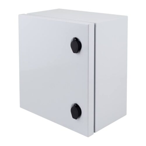 dr-box1m-ip_isoleft.jpg Zárható fém doboz 300 x 290 x 160mm IP65 álló külső szerelésű