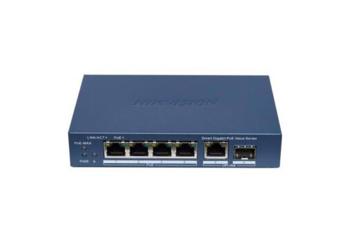 Hikvision DS-3E1506P-EI/M-4P1T1F – 6 portos Gigabit PoE switch (45 W)