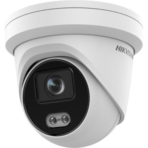 Hikvision IP, Turret kamera, 4 MP, Fix objektív, 2.8mm, AcuSense, IR, Fehér LED,