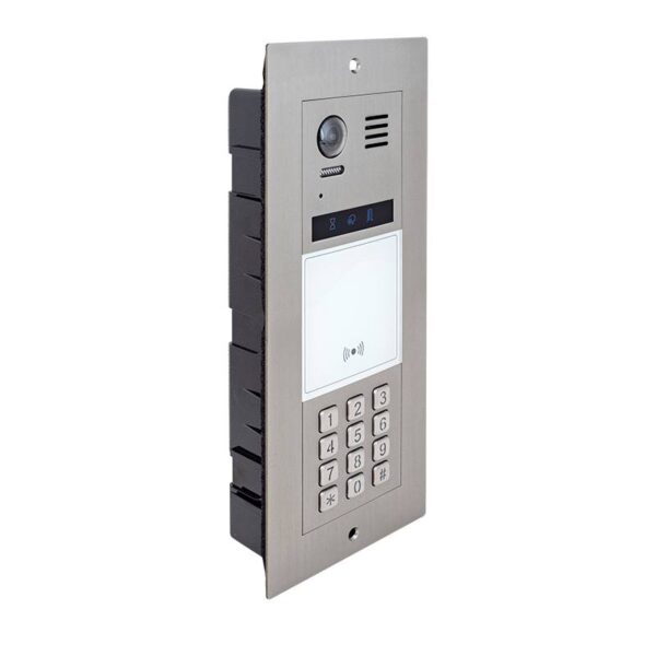 dt821f-dk_isoright_800x800.jpg Társasházi kültéri egység megvilágított tasztatúrával, és beépített RFID olvasóval IP55