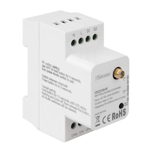 ET-KRC2104-W - 2 csatornás RF+WiFi vevőegység (TUYA kompatibilis), DIN sínre szerelhető
